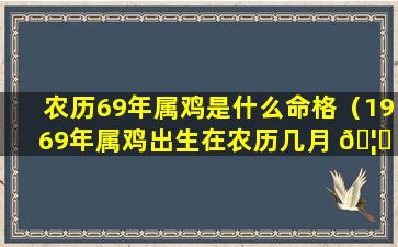 农历69年属鸡是什么命格（1969年属鸡出生在农历几月 🦄 命最苦）